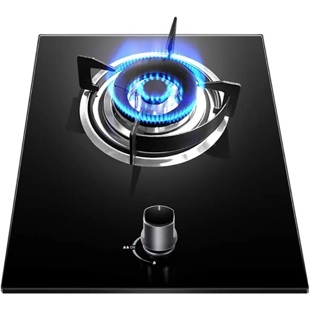 

Burners Gas Hob 4.5KW Gas Stove,Black Glass Wok Burner ，Knobs Gas Hob Built-In Gas Hob，For Home Kitchen Benchtop/Embedded Single