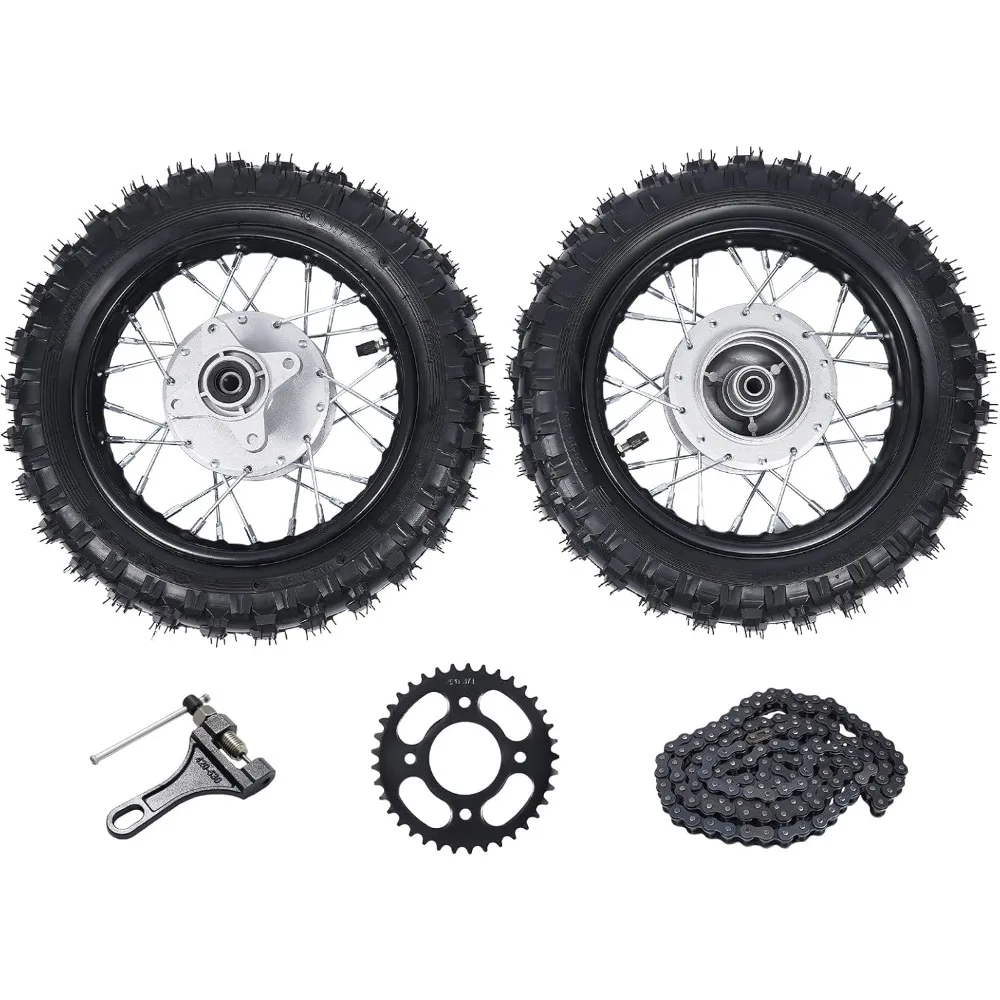 

2.5-10 Front and Rear Wheel Tire Assembly with Chain & Sprocket for Honda CRF50 XR50 BBR KLX Dirt Bikes
