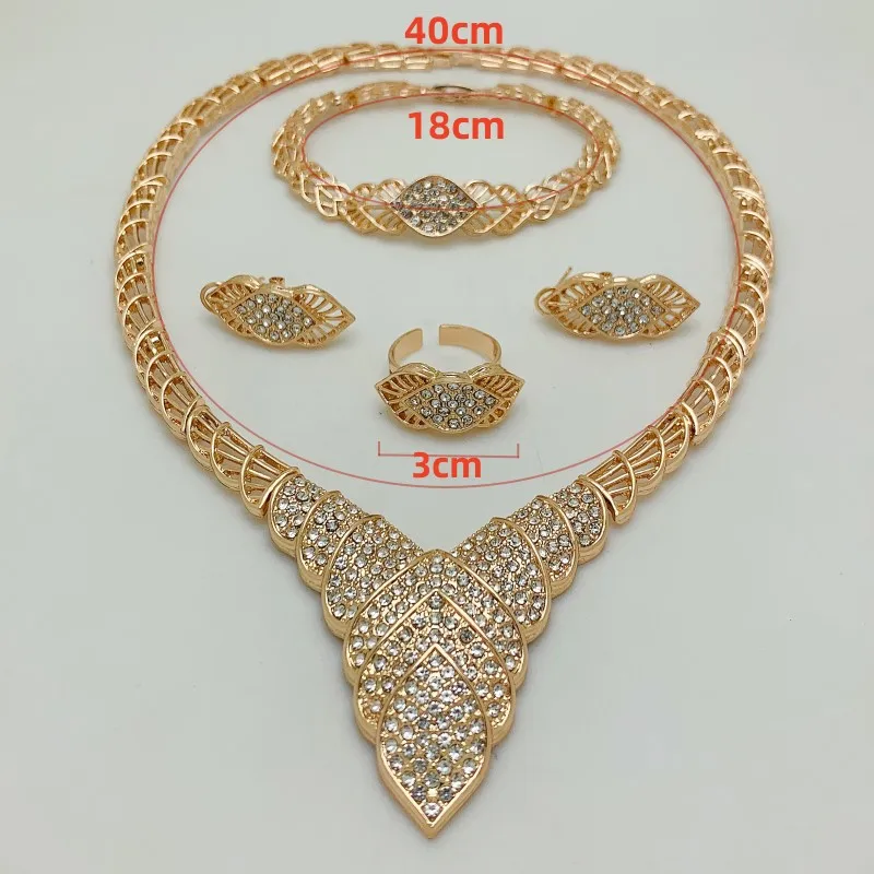 Kingdom Ma Wholesale Fashion Woman Necklace Jewelry Set Electric Italy Gold Plated Pendant Wedding Party Bracelet Earring Ring