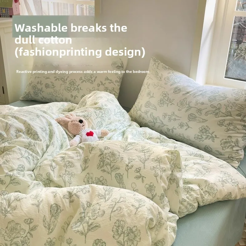 

Water-washed cotton double-layer princess-style full cotton bed set