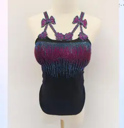 Summer Women Bead Work Camis Femme Padded Camisole Lady Sexy Bling Bling Gemstones bow knot Camis Tops