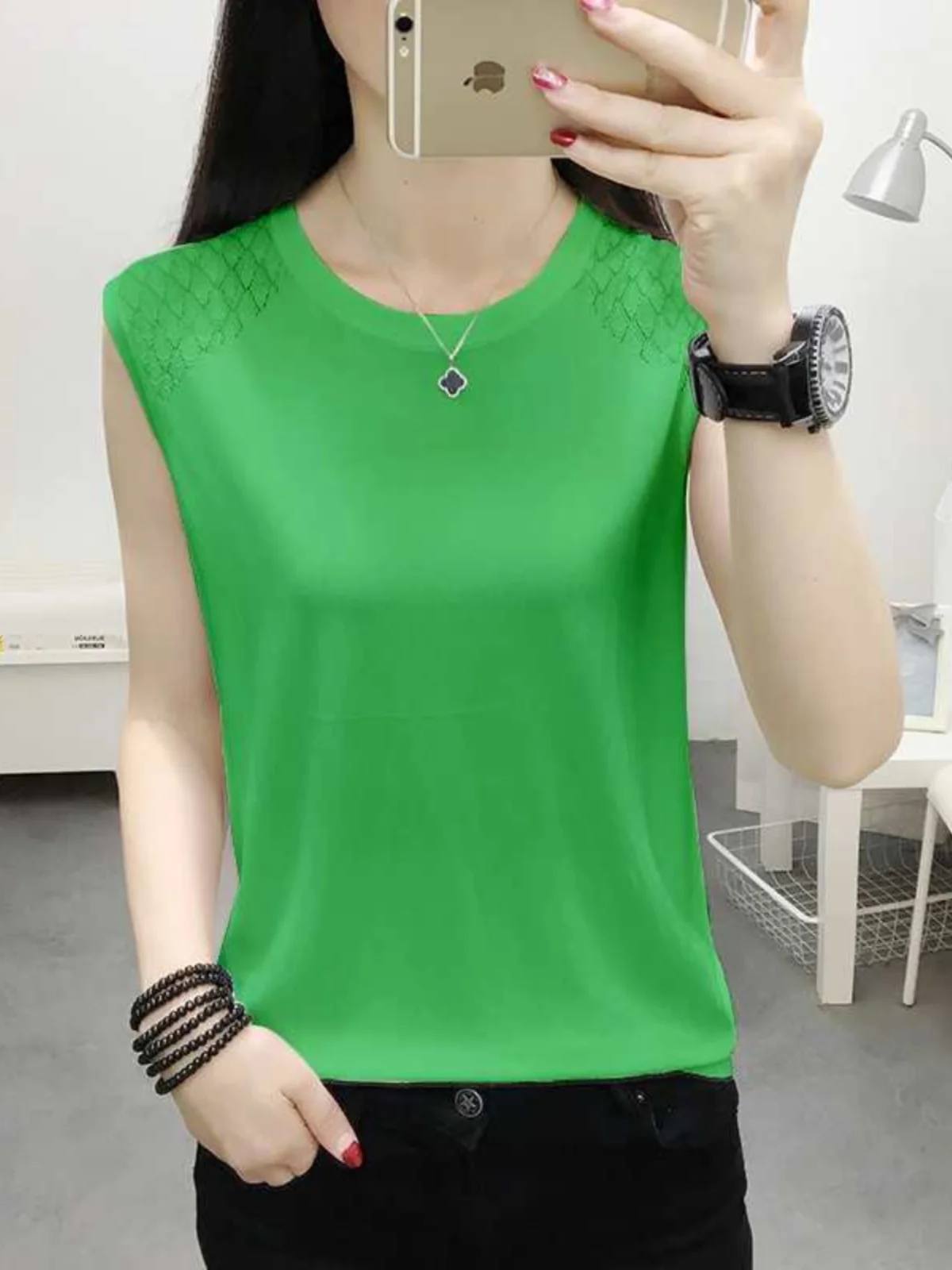 Chaleco Svel de punto de seda de hielo para mujer, camiseta holgada, Top coreano Sle, Base Faionable irt, novedad de verano y primavera