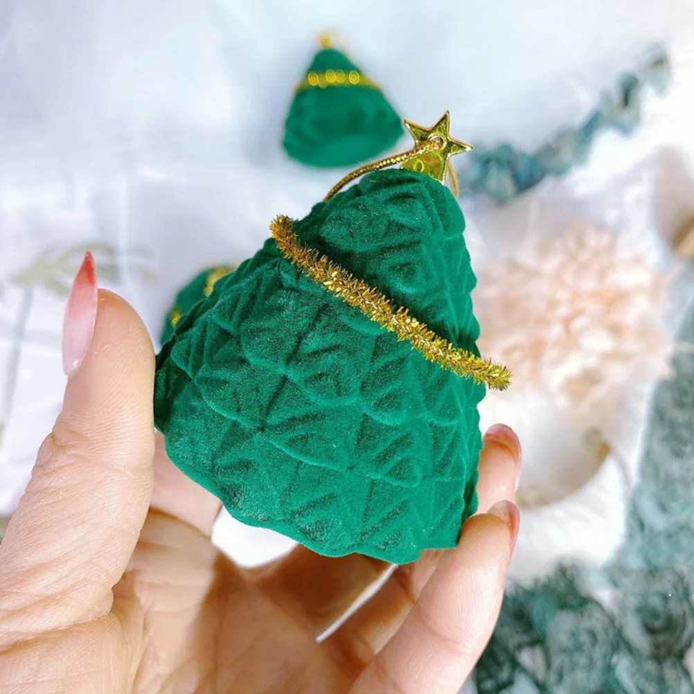 

Earring Storage Box Studs Cases Jewelry Containers Xmas Tree Plastic Flocking Material ganizer Desktop Room Decor Photography