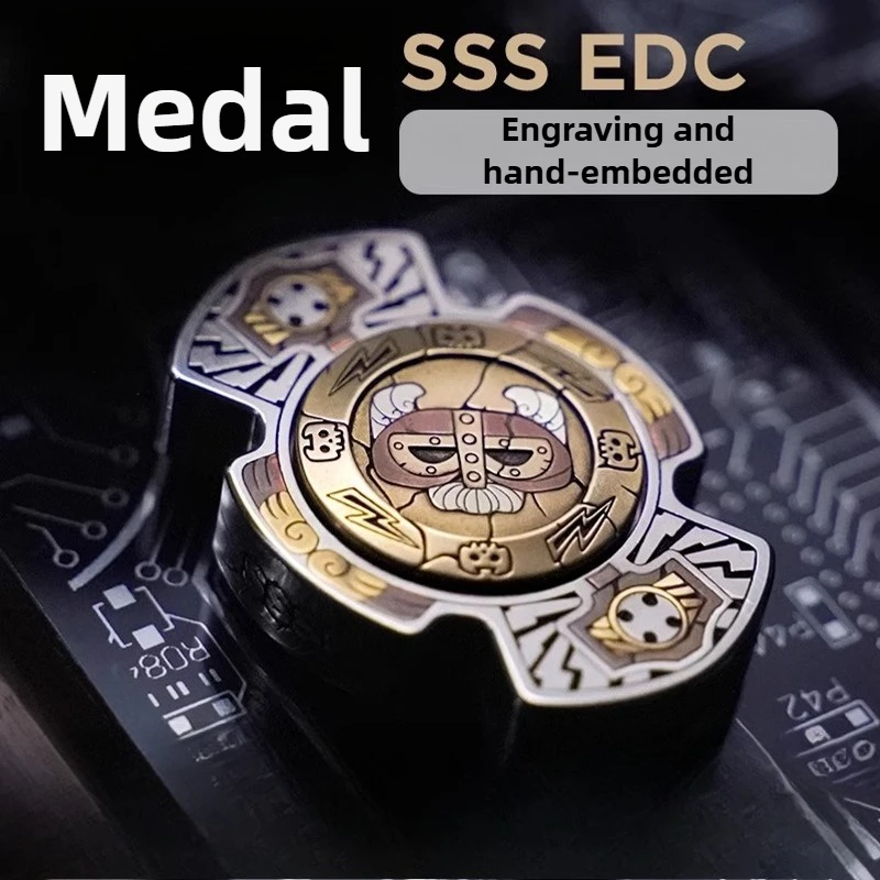 

Медаль SSS EDC, механическая нержавеющая сталь, латунь, гравировка, гироскоп на кончике пальца, декомпрессионная настольная игрушка