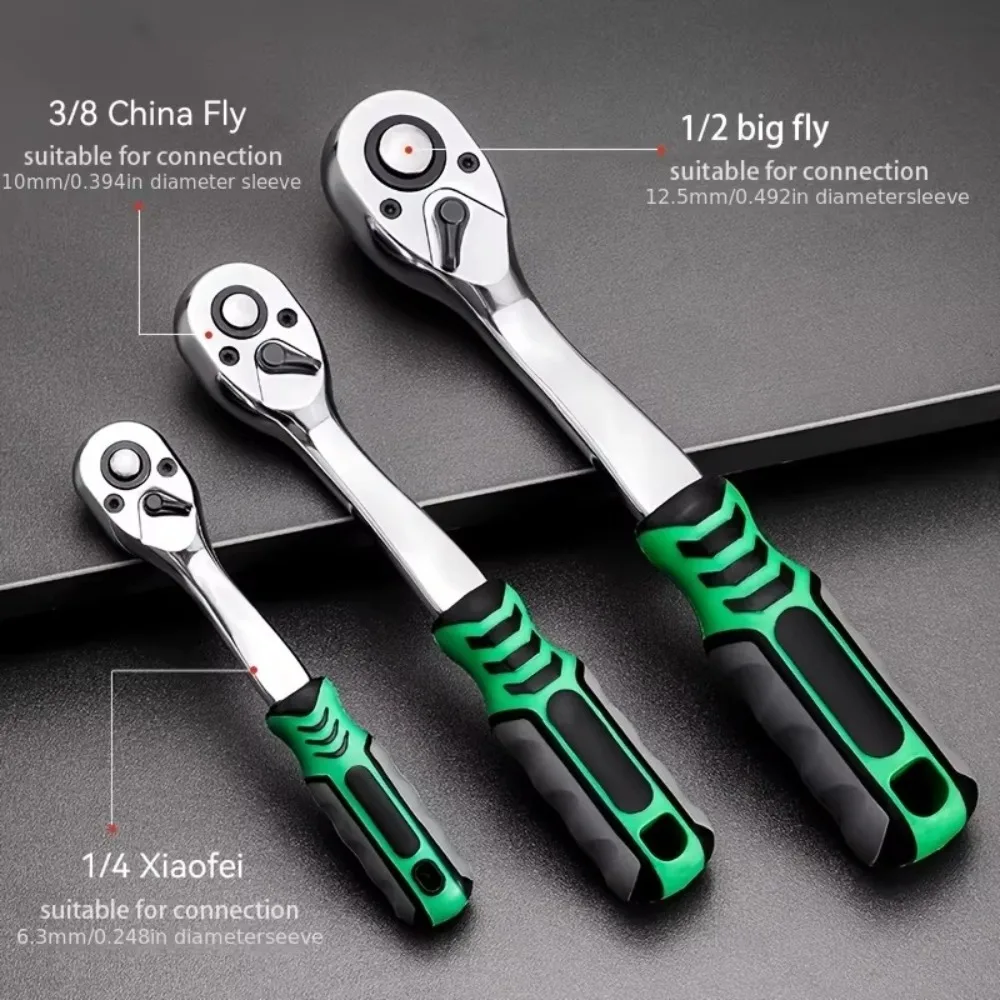 Steckschlüssel-Set aus Chrom-Vanadium-Stahl, kurz, lang, 1/4 Ratschenschlüssel-Set mit Halter, Ratschen-Werkzeug, Hülsenschlüssel