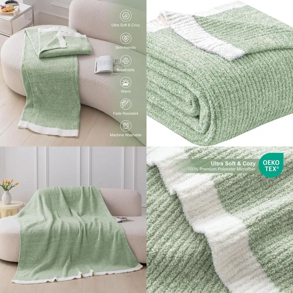 

Luxurious Sage Green 60x80 Cozy Microfiber Throw Blanket for Couch & Bed