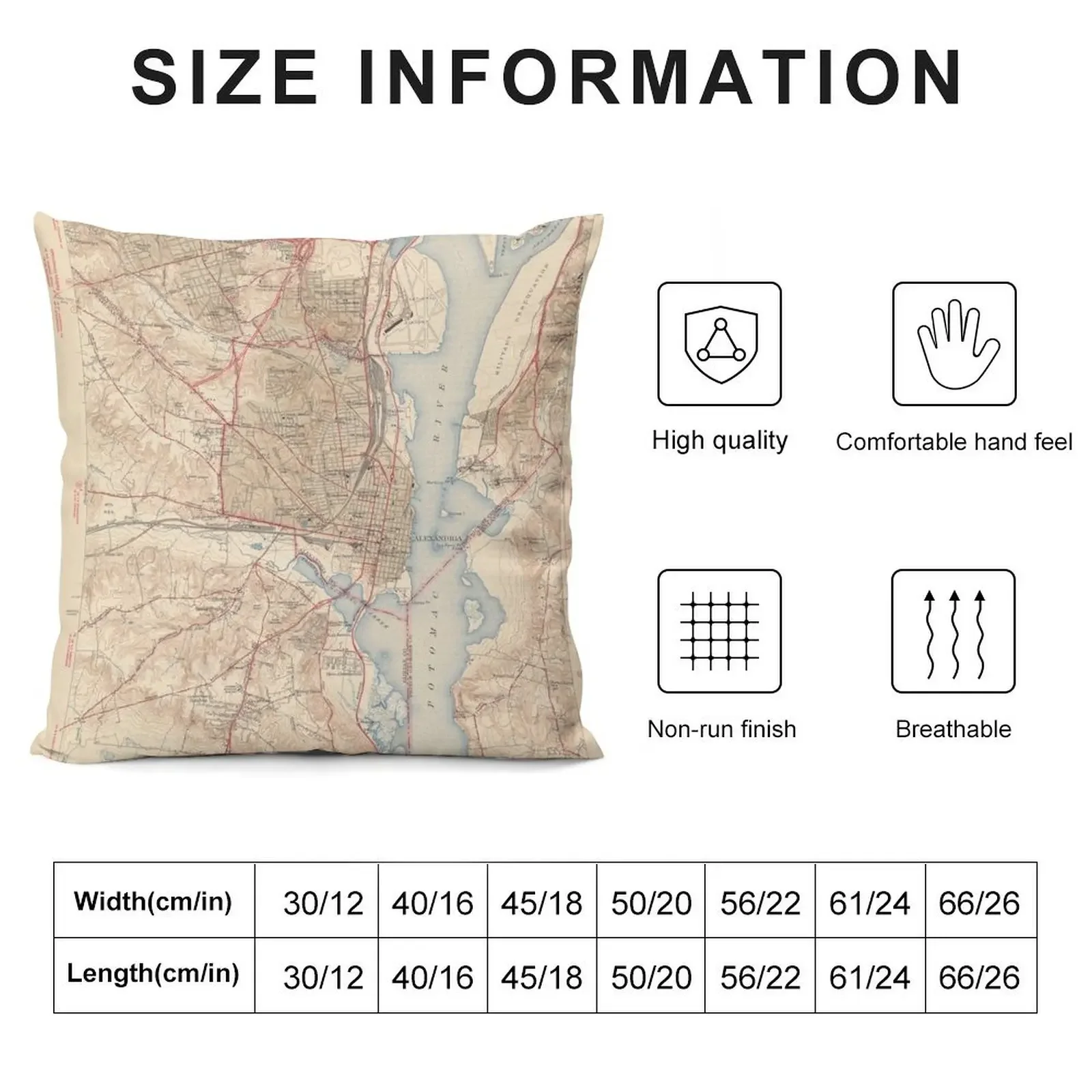 Vintage Map of Alexandria Virginia (1945) Throw Pillow Luxury Living Room Decorative Cushions Decorative Sofa Cushion pillow