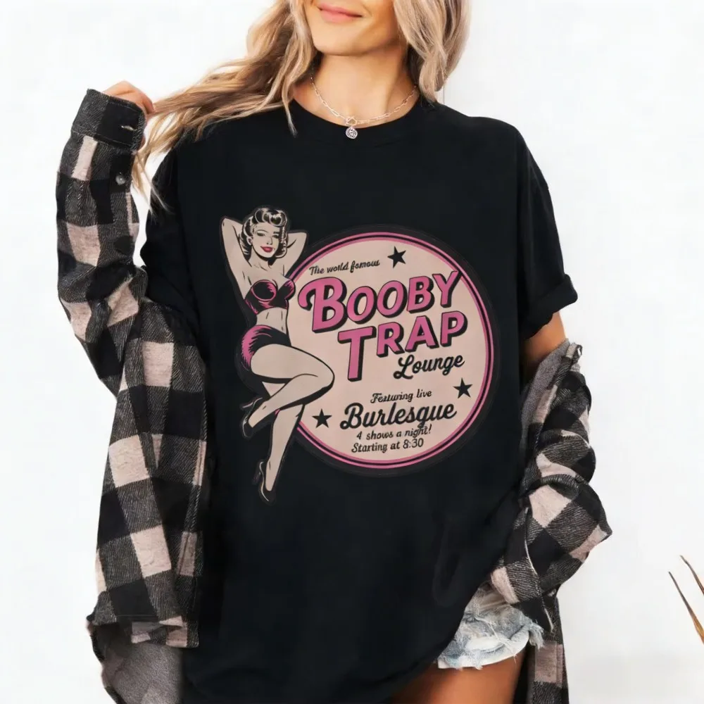 Pinup Shirt Burlesque Tee The Booby Trap Funny Rockabilly 50s Style Vintage Camiseta Retro Glam Regalo para Unisex