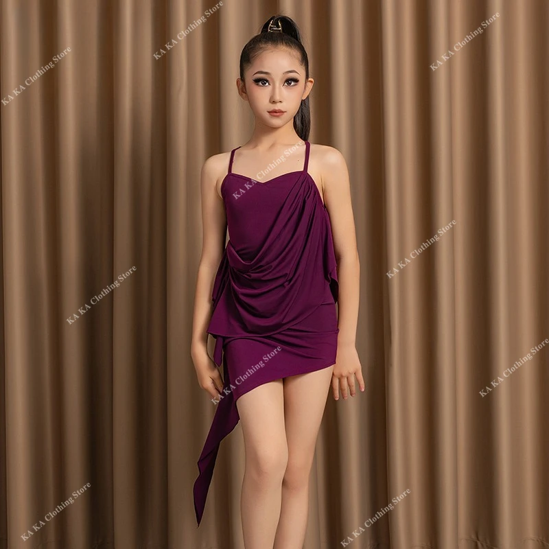 فستان رقص السالسا اللاتينية للفتيات تنورة سامبا تانجو ملابس رقص المنافسة قاعة الرقص فساتين الأطفال اللاتينية ممارسة فستان الطفل #1