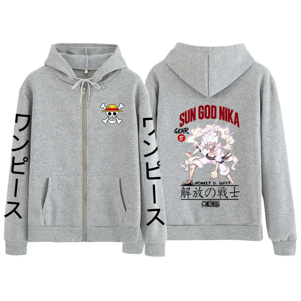 Unissex uma peça luffy anime jaqueta com capuz das mulheres dos homens zip up moletom outono inverno moda impressão gráfica streetwear casual topo