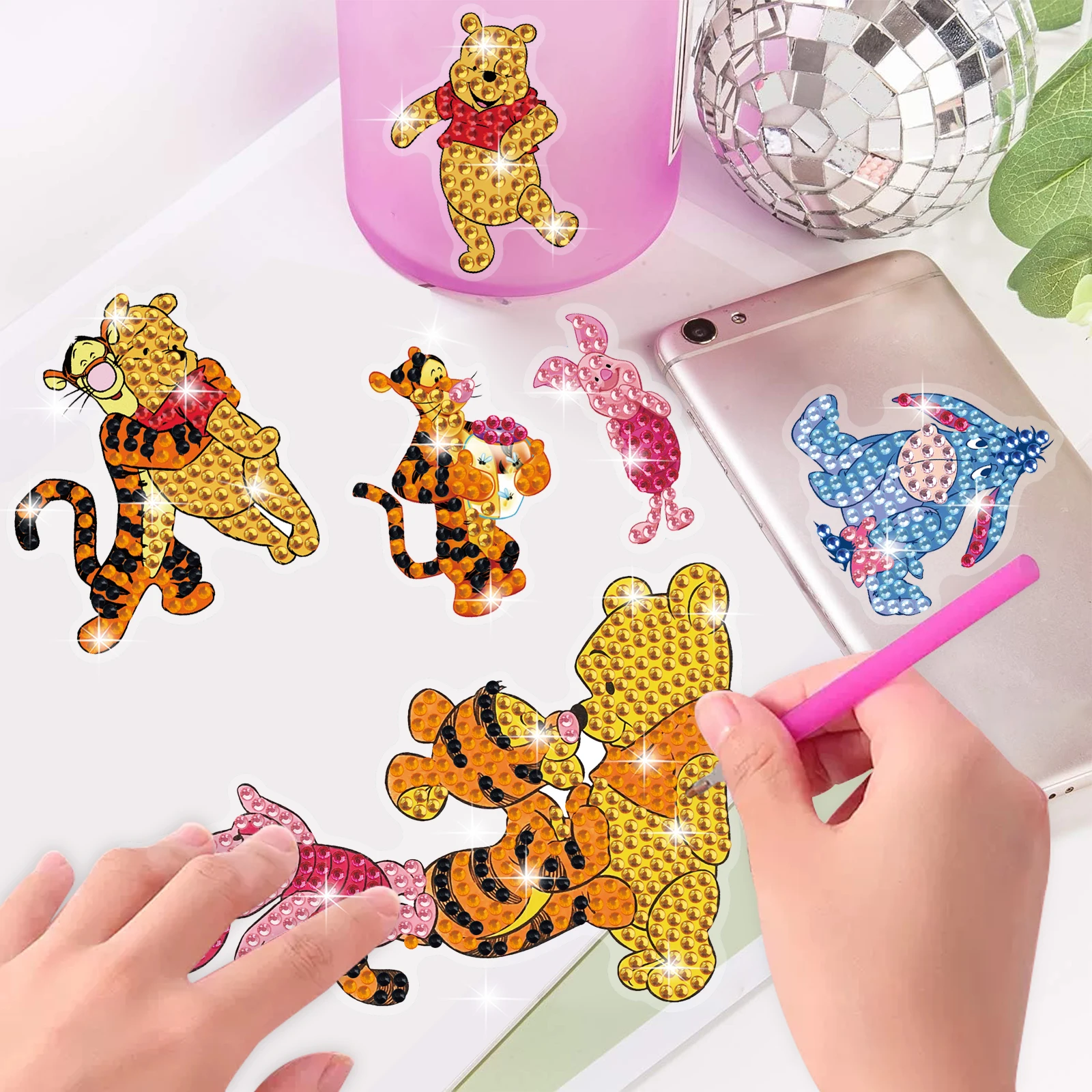 Diamond painting Cartoon Character Winnie the Pooh Random Stick DIY Stickers Children's Decoration Stickers Round Diamond