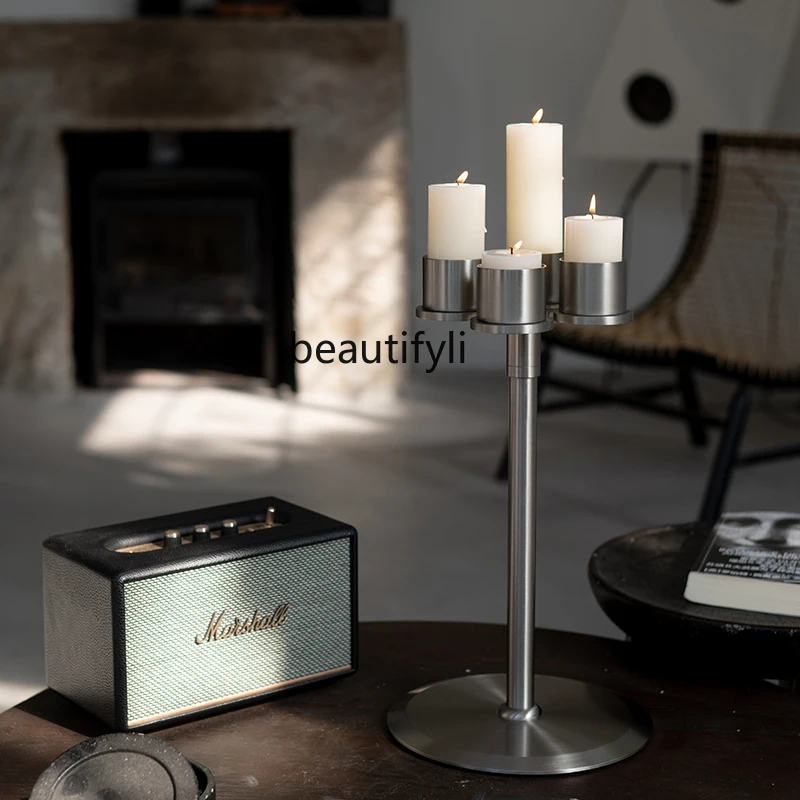 

Floor-to-ceiling candlestick Bauhaus ornament Aromatherapy candlestick Metal stainless steel desktop candlestick