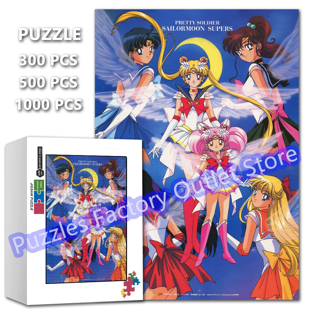 

Japanese Anime 300/500/1000 Pieces Jigsaw Puzzles Pretty Soldier Sailor Moon Supers Cartoon Print Puzzle for Kids Toys Gifts