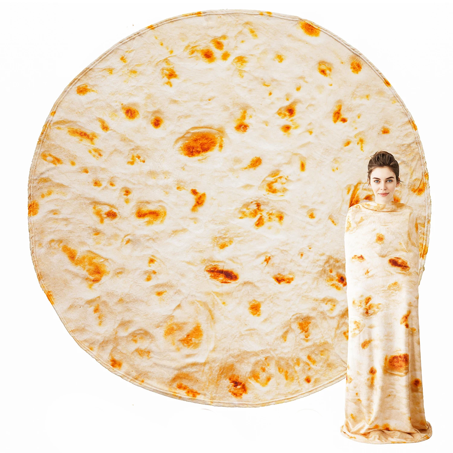 Battilo Tortilla Blanket Funny Food Throw Blankets For Bed Sofa Soft Flannel Bedspread Warm Round Blanket Bed Plaid Decor