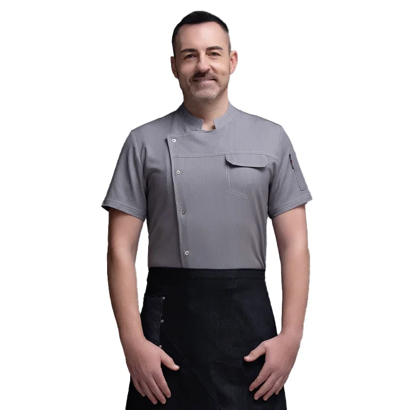 調理ジャケット半袖シェフ制服ベーカー作業服ウェイターレストランホテル服シェフシャツ男性用クックコート