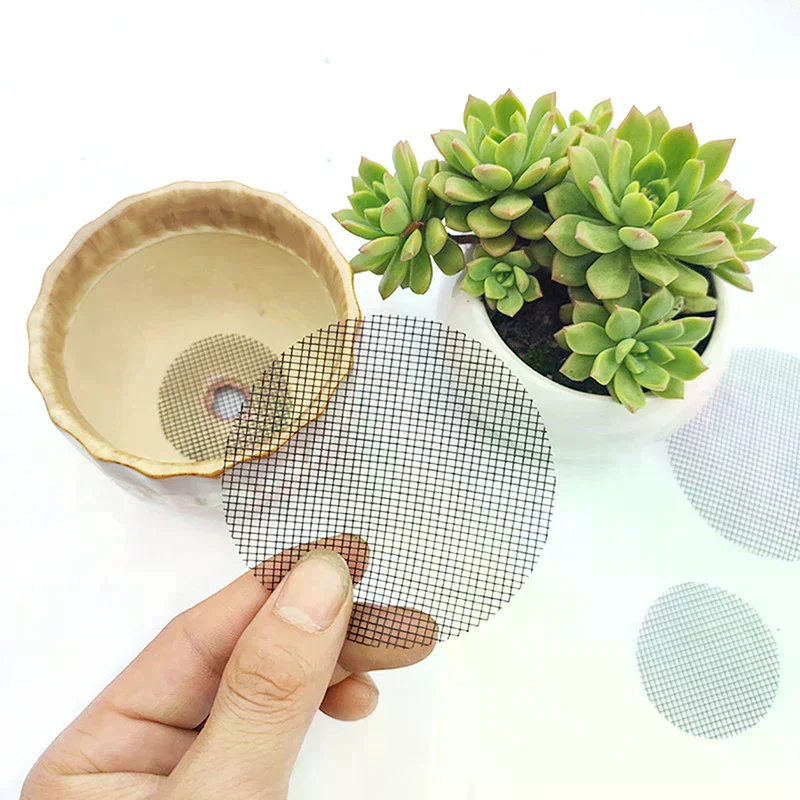 Pot Hole Mesh Pad Grid Round Drainage Hole Screen For Pot Bottom Prevent Soil Loss Bonsai Flower Plant Gardening Tools 50pcs