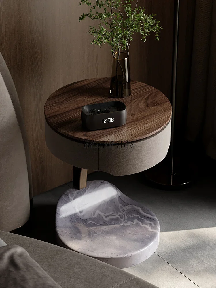 X4 North America Black Walnut Bedside Cabinet Light Luxury Modern Master Bedroom Solid Wood Bedside Cabinet