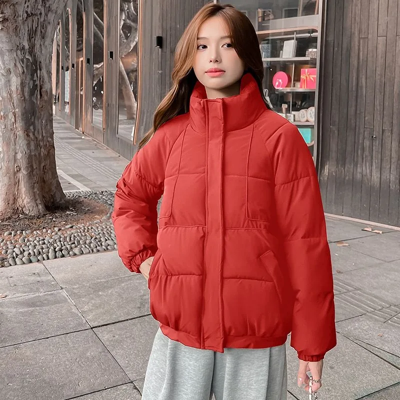 2023 New Women Down Cotton Coat Winter Jacket Female Short Parkas Loose Thick Warm Outwear Leisure Time Versatile Overcoat