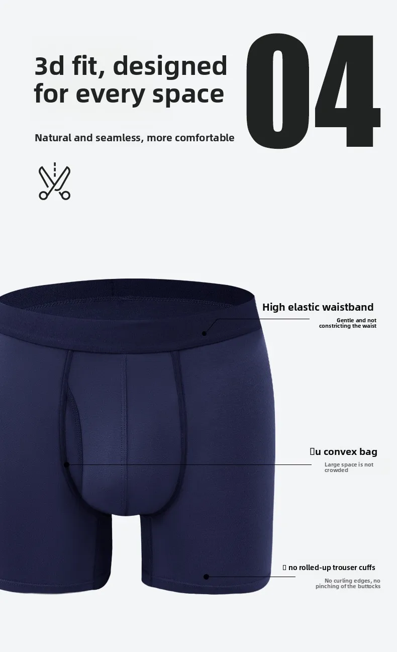 Großer Beutel für Herren, Boxershorts aus Bambusfaser, atmungsaktive Unterwäsche mit Öffnung, mittlere Taillenhöhe, Sport-Unterhose, feuchtigkeitsableitend, weich und kühl – Detail 7