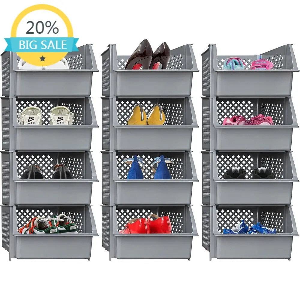 

Складные контейнеры для хранения в кладовой, набор из 12 предметов для организации кухни, продуктов и ванной комнаты (серый)