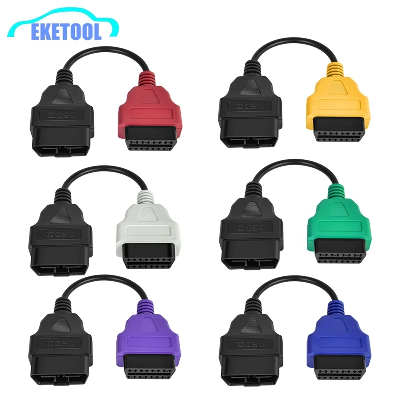 Newest 6 Color Auto OBD2 Connector Diagnostic Adapter Cable for FiatECUScan and Multiecuscan for Fiat Alfa Romeo and for Lancia