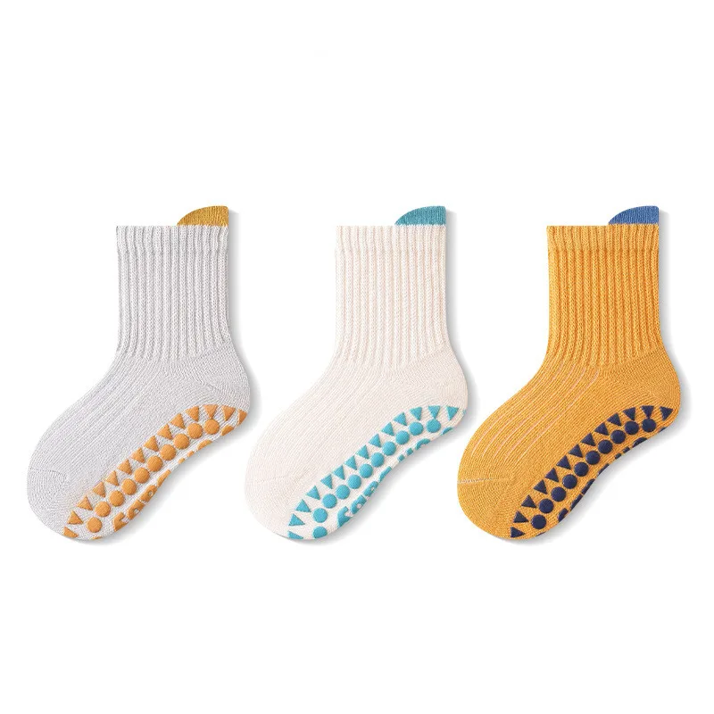 Lawadka 3Pairs/set Children's Socks For Girls Boys Solid Kids Boy Girl Socks Non-slip Cotton 0-5Years Unisex Baby Toddler Sock