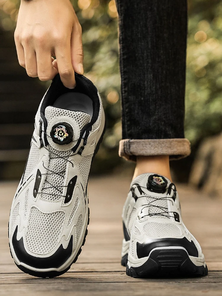 Hohl Atmungsaktive Dicke Plattform Mesh Oberen Mann Casual Sneaker Outdoor Berg Niedrigen Preis Gehen Einfache Sport Schuhe für Männer