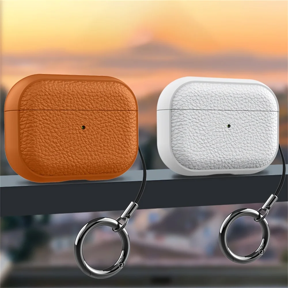 Luxury Litchi Skin Pattern Headphones Case For AirPods 1 2 3 With Pendant Protective Shell Soft Cover For AirPods Pro 2