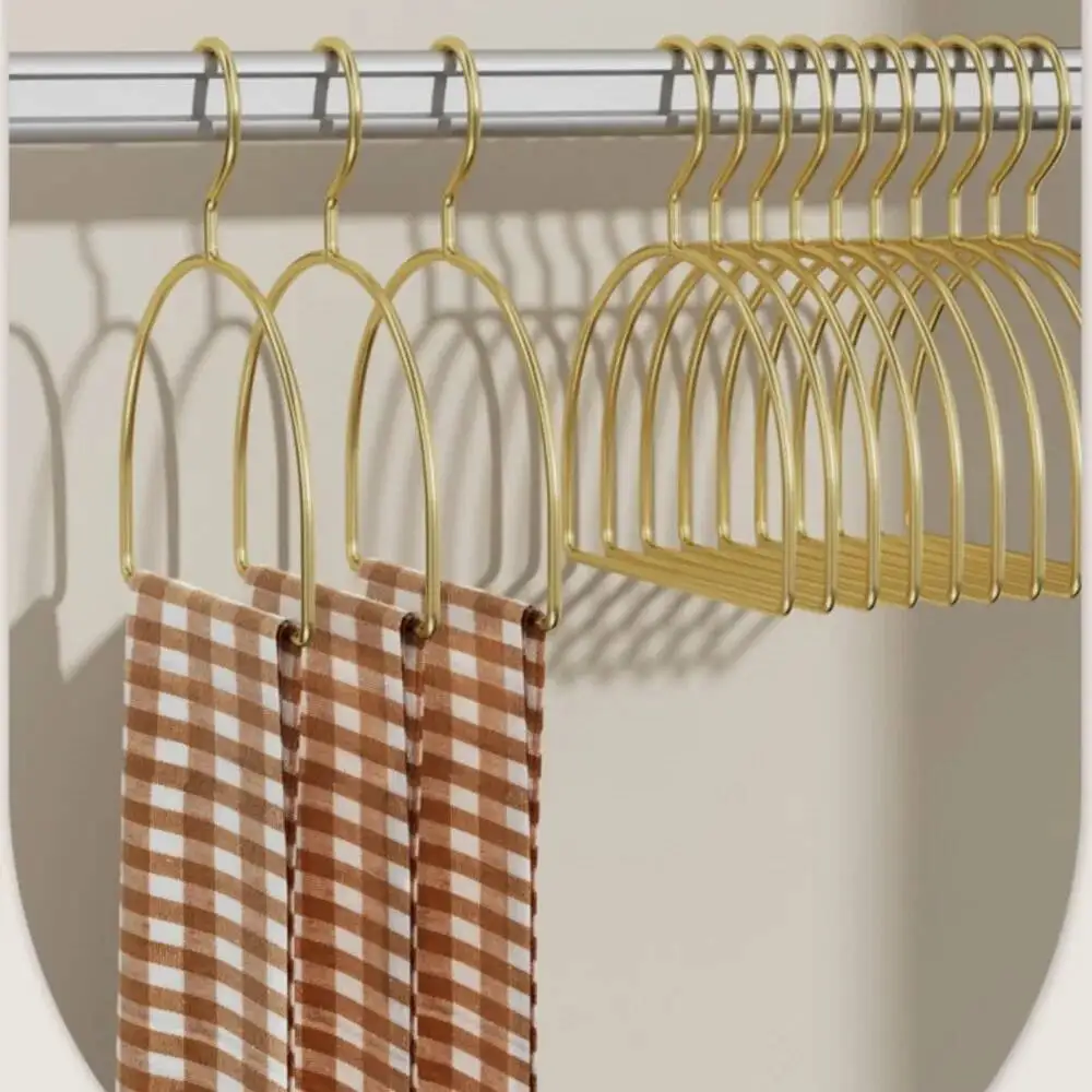 10 Stück Goldene Große Ring-Schalhalter Kleiderschrank-Aufbewahrungsregal für Krawatten Gürtel Schals – Detail 3