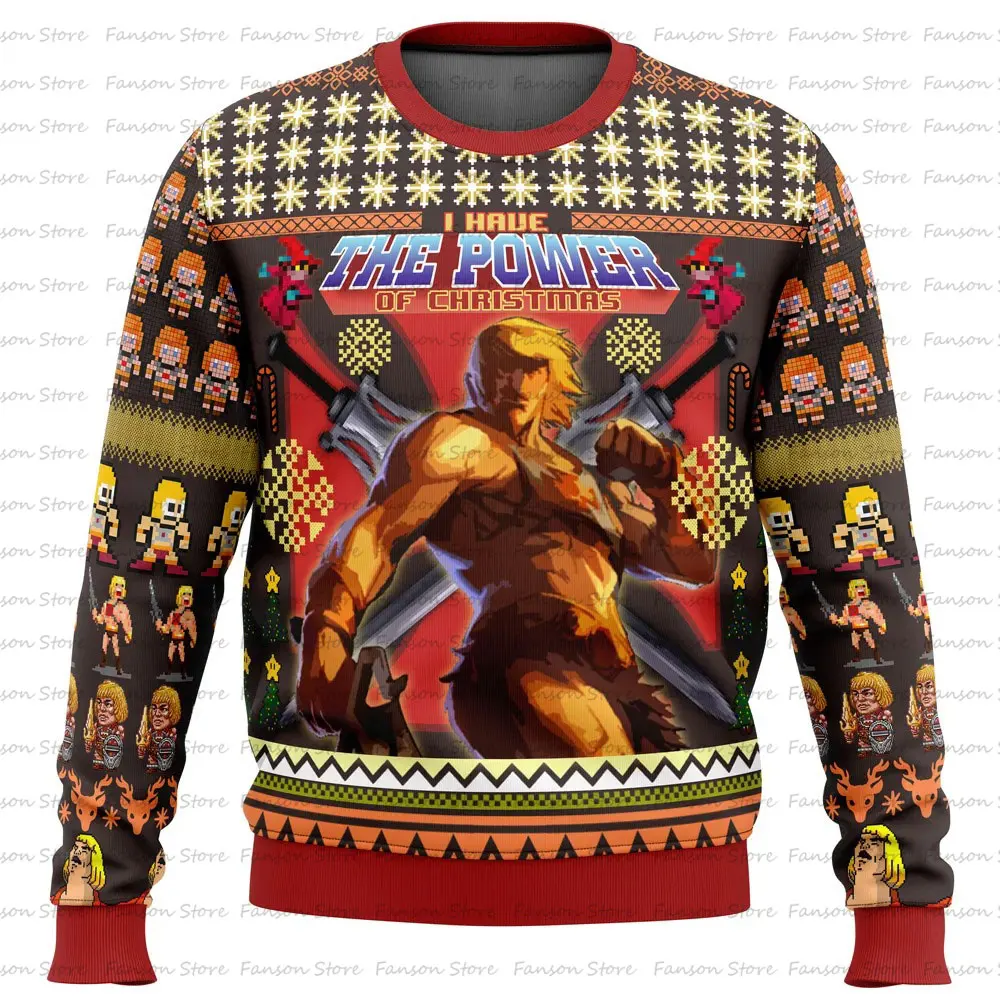 HEYYEYA HE-MAN Ugly Christmas Sweater Cartoon Anime Women Men Pullover Tops 2025 New Fashion Couple Hoodie Sweatshirt