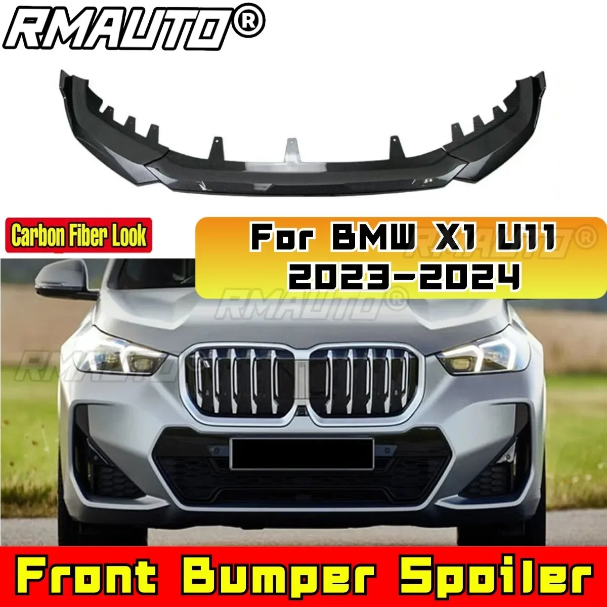 Amortecedor dianteiro para BMW X1 U11, Difusor de spoiler labial, Divisores, Body Kit, Capa de Aventais, Guarnição, M Sport, Acessórios de Carro, 2021, 2022