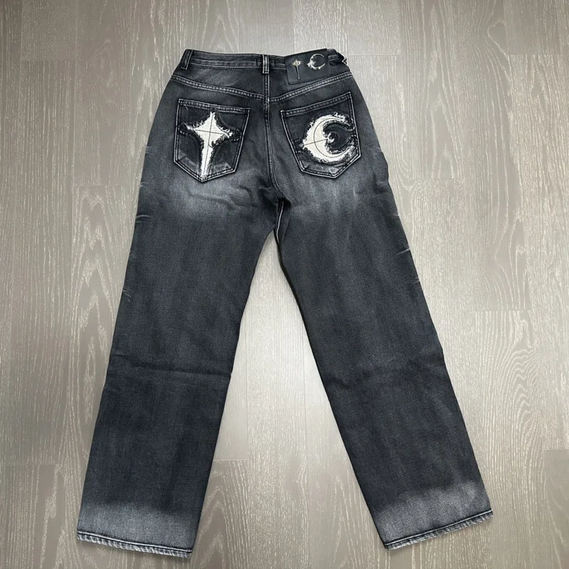HKSH Spring Autumn New Men Washed Vintage Metal Patchwork Niche Design Jeans Trendy Fashion Buttons Straight Denim Pants HK18449