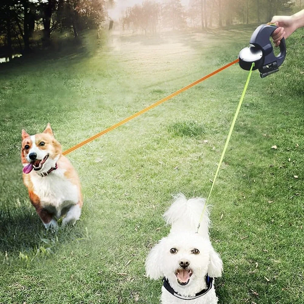 360 °   Laisse rétractable pour chien 3M, rotation sans nœuds, double laisse rétractable, haute résistance à la traction pour 2 chiens, idéale pour la marche, la course et les activités de plein air, équipement pour promener les chiens |   Laisse pour chien |   Laisse pour chien durable