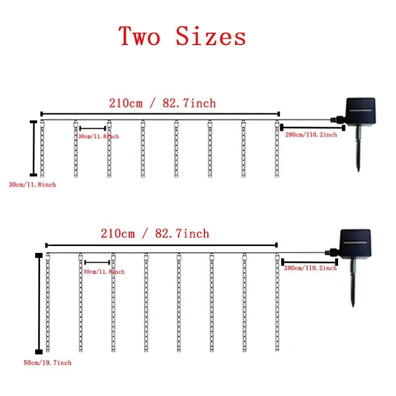 Guirlande solaire de pluie de météores, 8 Tubes, arbre de noël, décoration de jardin, éclairage LED, fête de vacances, mariage, réverbère