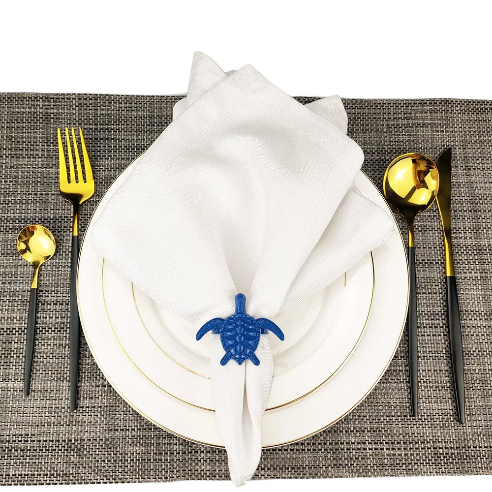 Coastal Sea Creatures Metal Napkin Rings 6 PCS Blue Nautical Napkin Holders for Home Décor Dining Table Banquet Family Gathering view 3