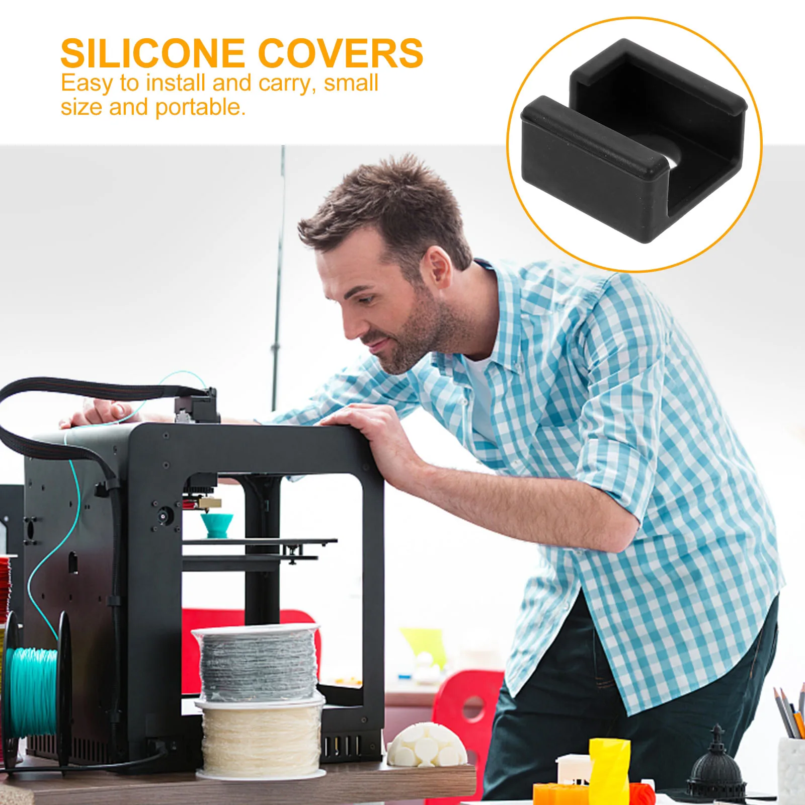 

6Pcs Heating Block Protect Cover Silicone Sock Extruder Hot End Parts 3D Printer Accessories Heating Block Protect Covers