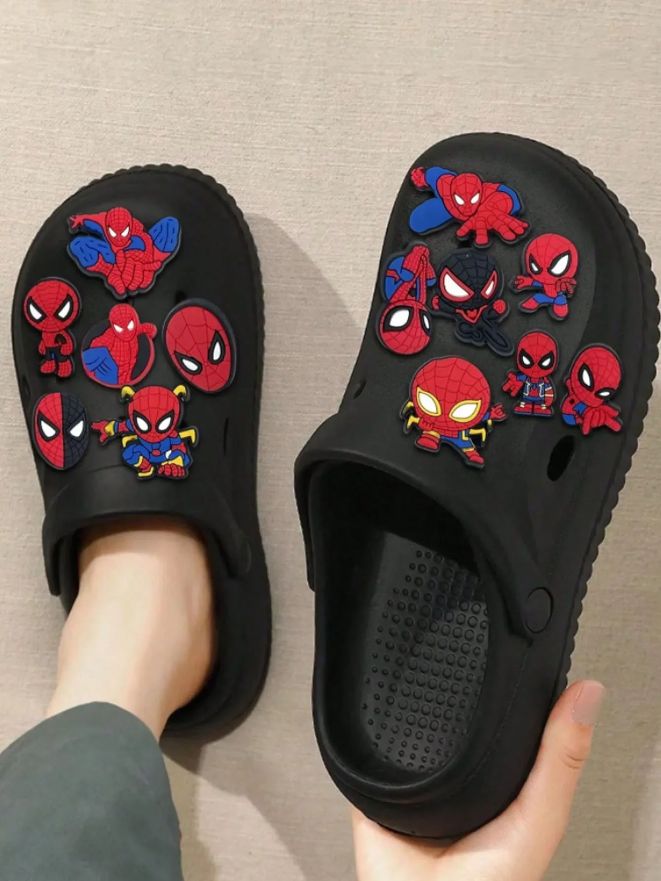 10/13pcs Superhero Spider Man Shoe Charms, Cartoon DIY Shoe Decorations Accessories for Clogs, Kids Adults Fashion Ornaments ﻿