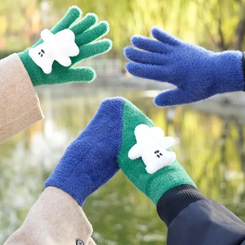 Paar met handhandschoen Winterpaarhandschoen Pluche gebreide cartoonhandschoen Romantisch Valentijnsdagcadeau voor buiten koud weer