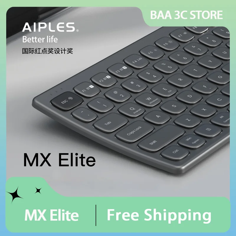 

Aiples MX Elite Wireless Bluetooth Keyboard Portable Ultra Thin Silent Ergonomics Office Keyboard Miaokong Mac Tablet IPad