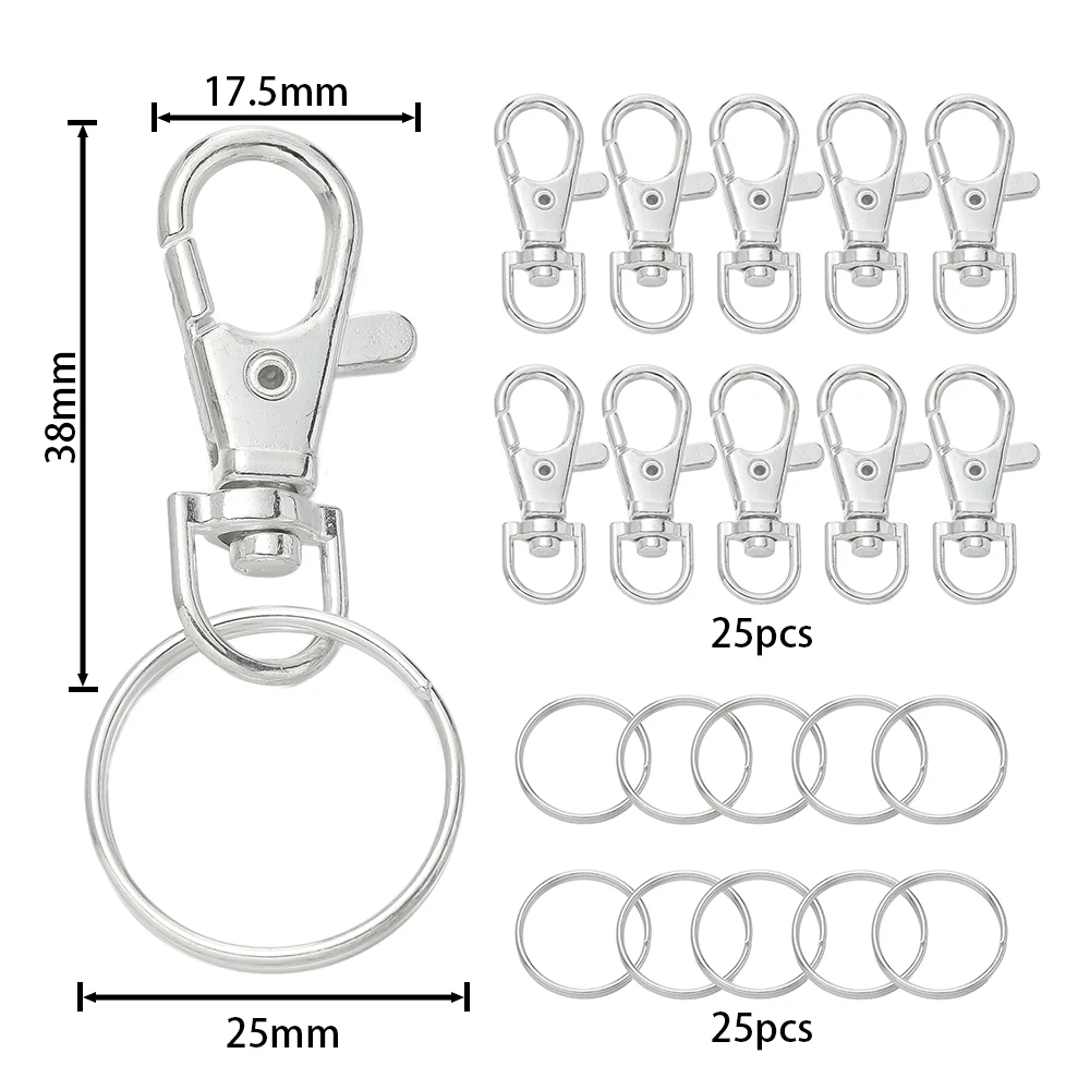 50pcs Swivel Snap Hooks with Key Rings