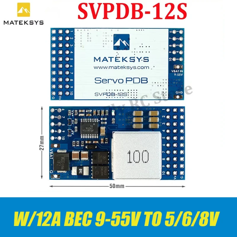 MATEK SVPDB-12S SERVO PDB with 12A BEC 9-55V TO 5/6/8V Power Distribution Board for RC Airplane Fixed-Wing Servo DIY Parts