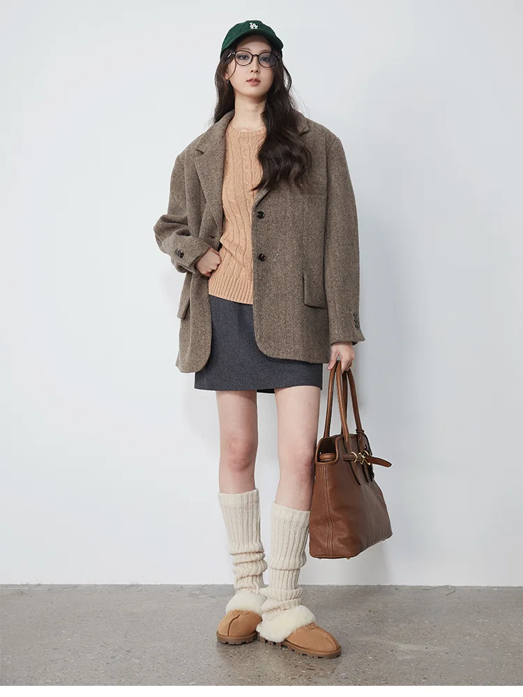 

Allingentle Women's Suit Blazer Woolen Suit Jacket Luxury Coat for Cocktail Party Daily Casual Outfits Customize