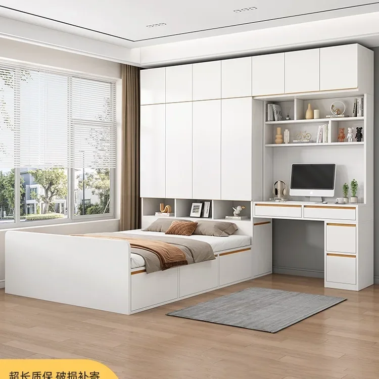 Tatami bed wardrobe integrated small apartment children's bed multi-functional storage bed bedroom with desk combination