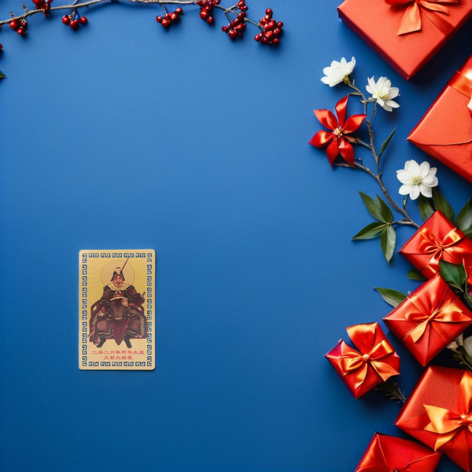 4Pcs Gold Cards Traditional Feng Shui Year of Horse Protection Safe Wealth Health Peace Amulet Blessing