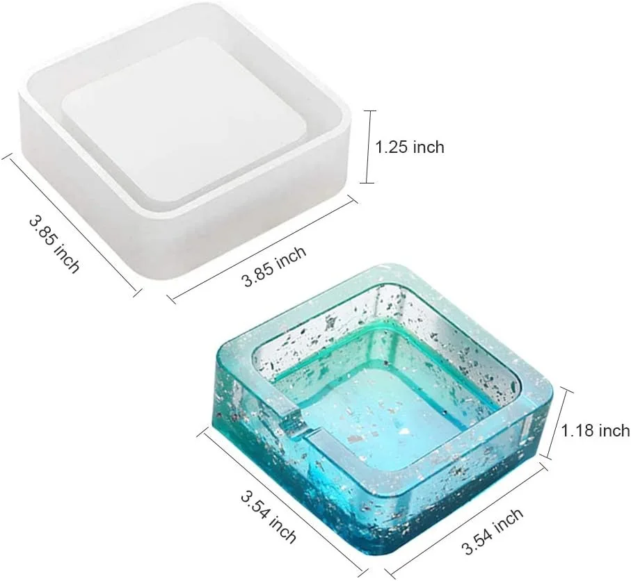 Silicone Mold Ashtray Resin Mold Heart Square Mold For DIY Resin UV Crystal Epoxy Crafts Crystal Ashtray Home Decoration