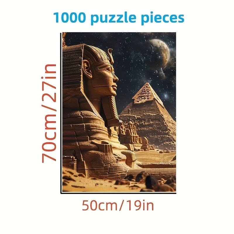 1000 قطعة من أحجية الصور المقطوعة على شكل فرعون مصري وأرواح أبو الهول - تحدي المستوى المتقدم مع تصميم السماء الليلية المرصعة بالنجوم، مستطيل أبيض #5