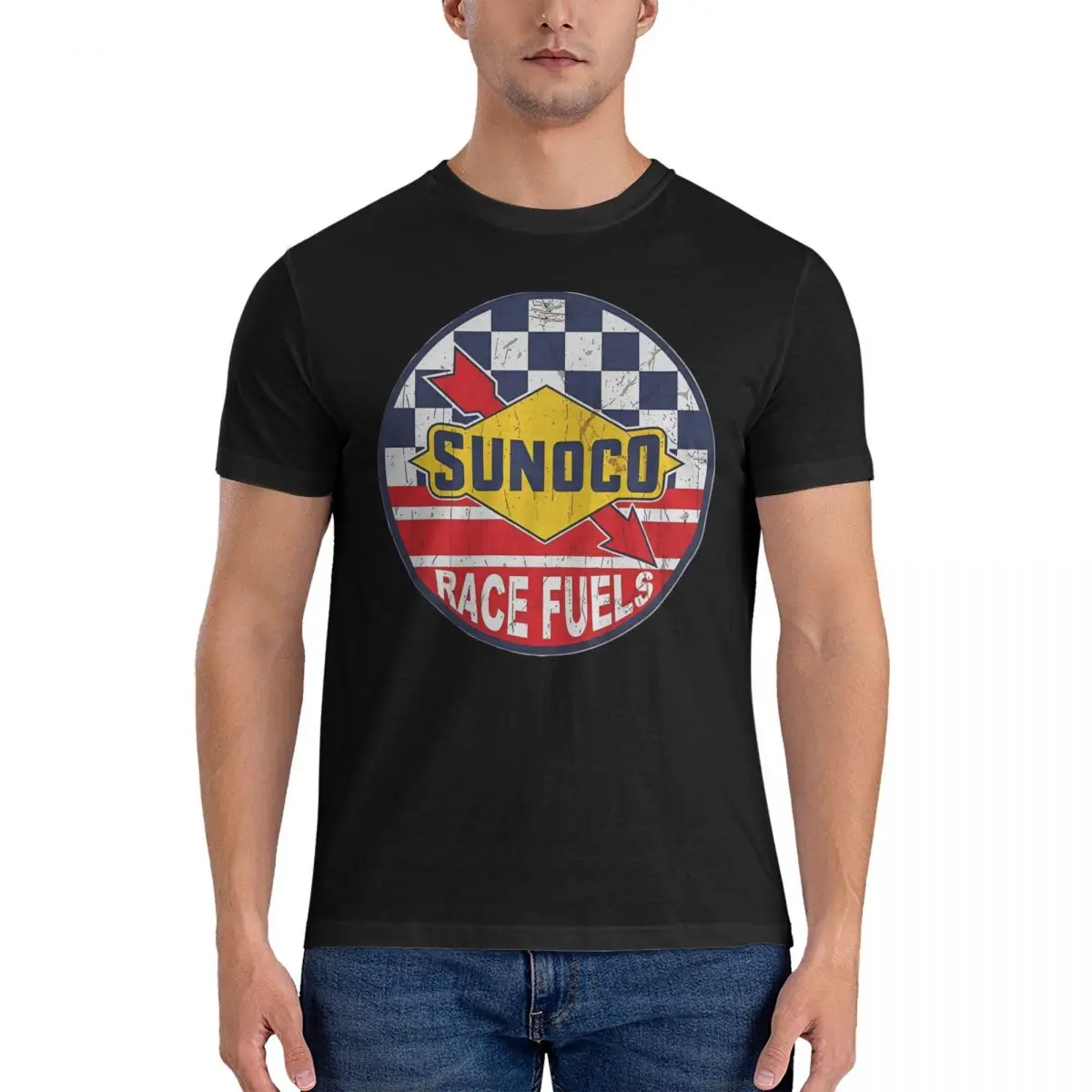 Vintage Sunoco Race Fuels Sign T-Shirt for Men Sunoco Creative 100% Cotton Tee Shirt Round Neck Short Sleeve T Shirts Birthday