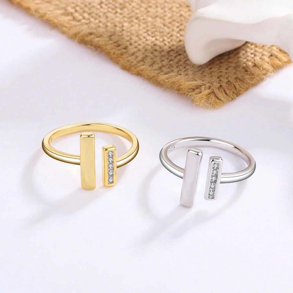 Luochen Double T-shaped Ring with Diamond Inlaid Design, Niche Instagram Coldness Style Ring, Birthday Gift, Gift Handpiece