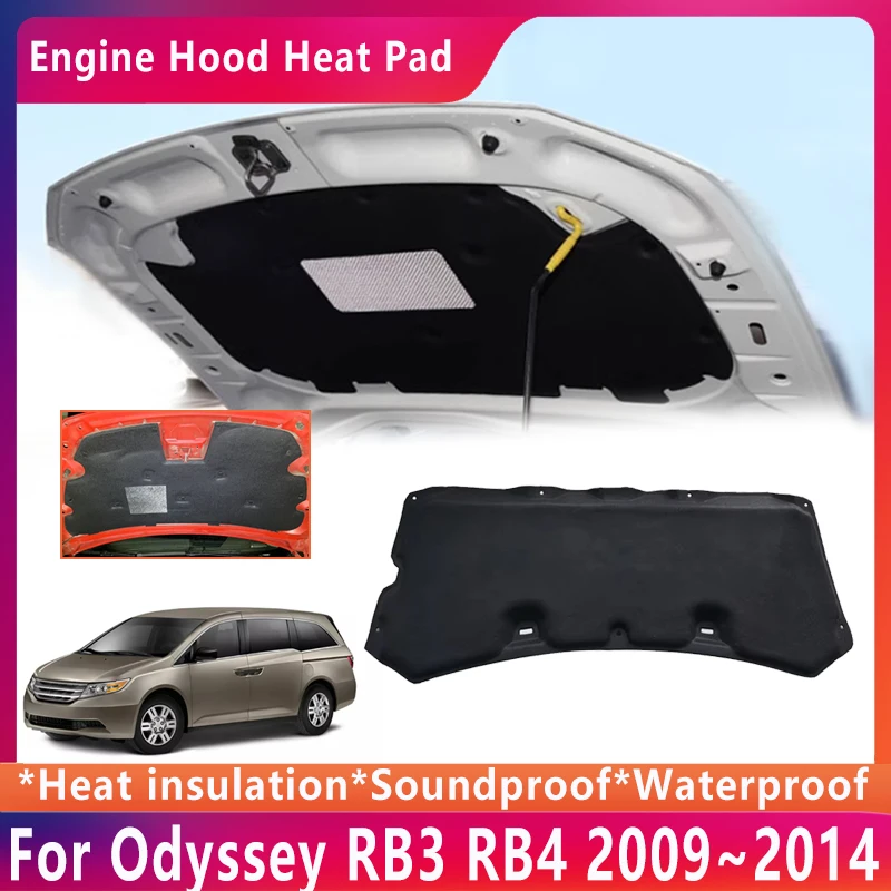 Hood Heat Insulation Pads For Honda Odyssey MK4 RB3 RB4 2009~2014 Engine Mat Sound Cotton Cover Car Accessories 2010 2011 2012