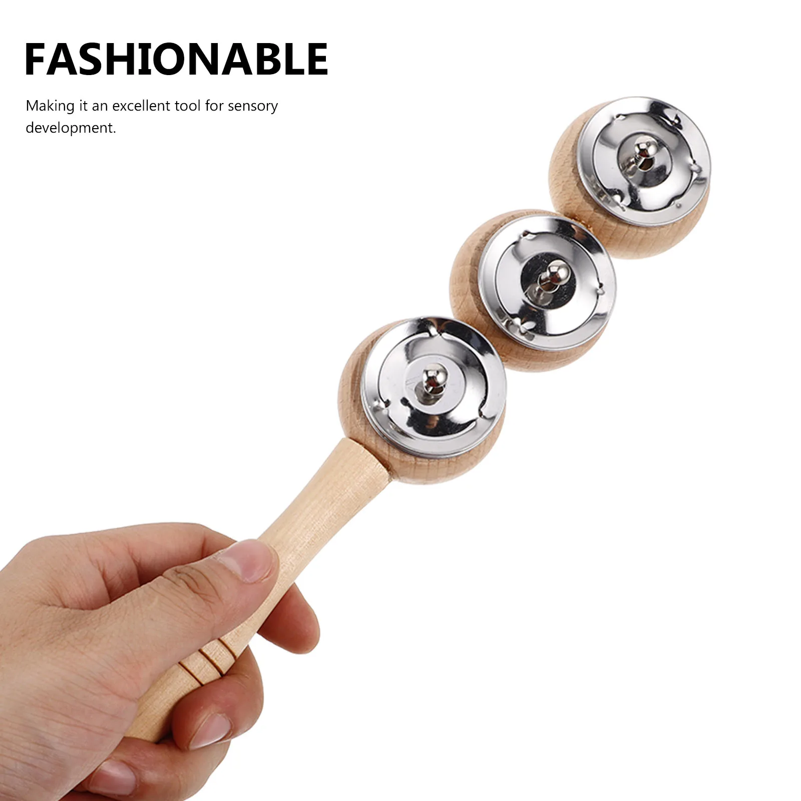 Kit de Percussion à Clochettes à Main en Bois pour Enfants Éducation Musicale Tout-Petits Shaker Rythmique Musical